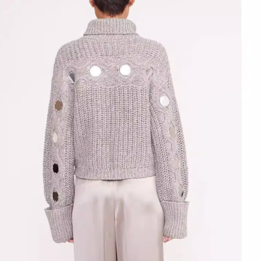 STAUD Vernacular Sweater XS/M Mirrored Heather Grey Knit Causal - Picture 4 of 8